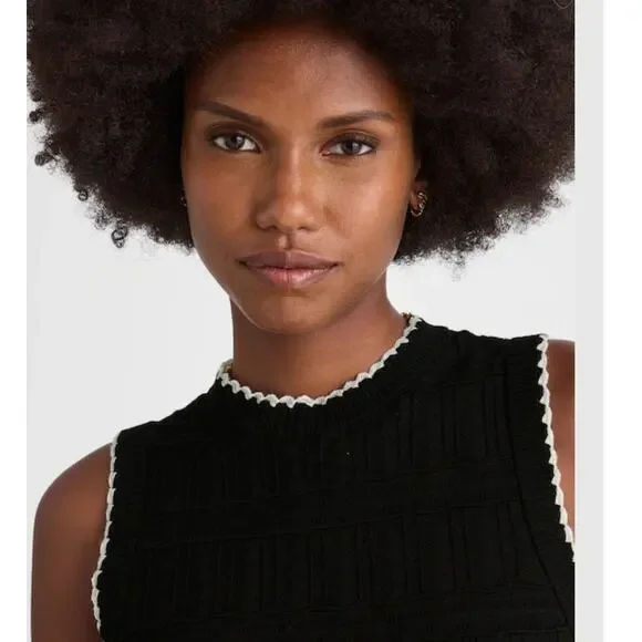 NWT Madewell Mixed-Stitch Sleeveless Sweater Classic Black/White XL - Picture 3 of 12